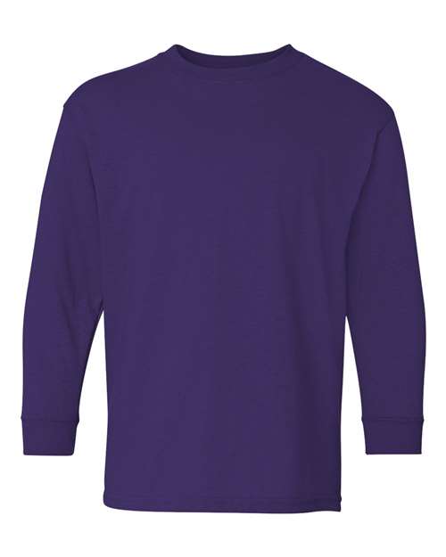 Heavy Cotton™ Youth Long Sleeve T-Shirt Purple Gildan T-Shirts - Long Sleeve