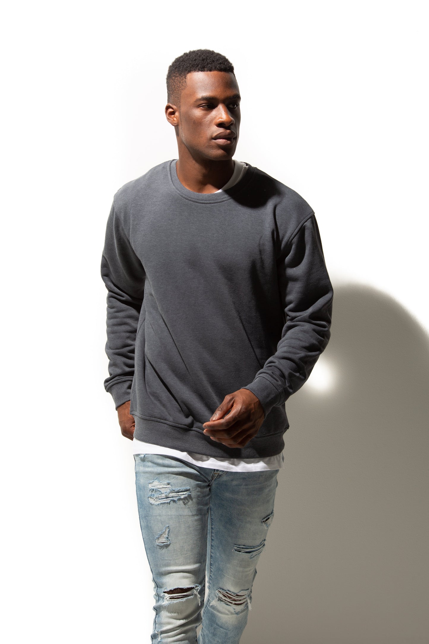 HERO-1020 Unisex Blank Crewneck Sweatshirt - Dark Heather