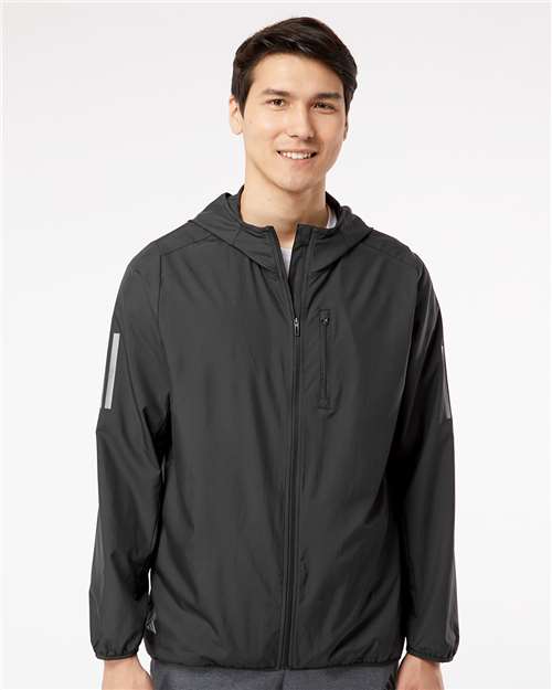 Hooded Full - Zip Windbreaker - Black / XS