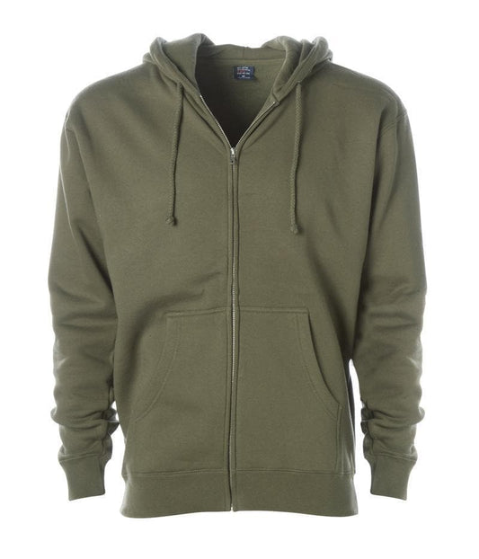 IND4000Z Men's Heavyweight Zip Hooded Sweatshirt Army 4000 BASIC FLEECE hoodie ind IND4000 IND4000Z INDEPENDENT MEN mens shsdchildproduct ZIPS