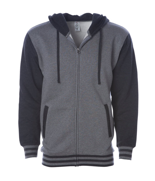 IND45UVZ Unisex Heavyweight Varsity Zip Hood - Gunmetal