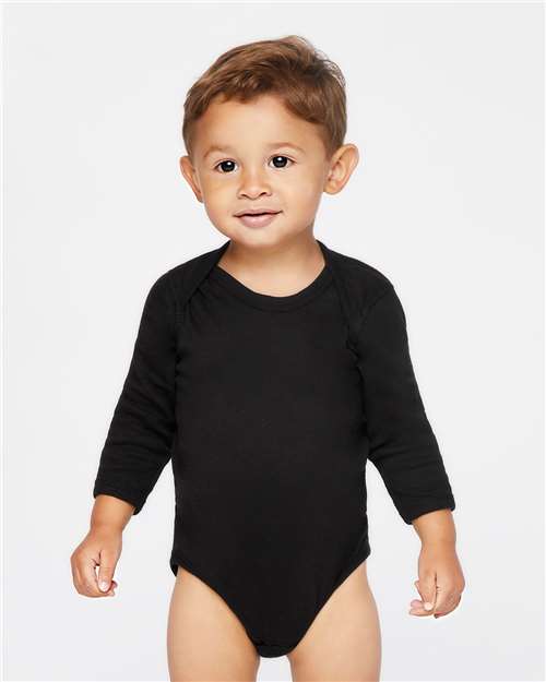 Infant Long Sleeve Baby Rib Bodysuit Black Rabbit Skins T-Shirts - Long Sleeve