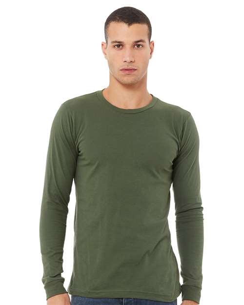 Jersey Long Sleeve Tee Military Green BELLA + CANVAS T-Shirts - Long Sleeve