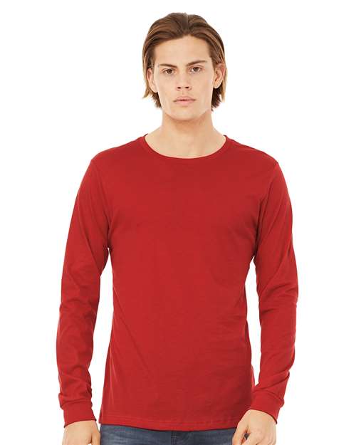 Jersey Long Sleeve Tee Red BELLA + CANVAS T-Shirts - Long Sleeve