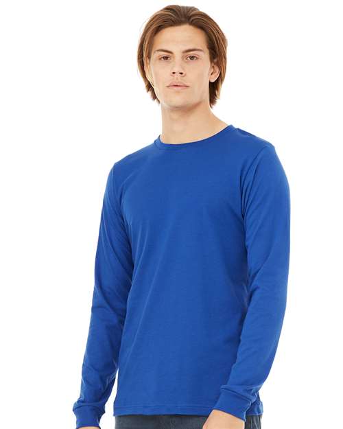 Jersey Long Sleeve Tee True Royal BELLA + CANVAS T-Shirts - Long Sleeve