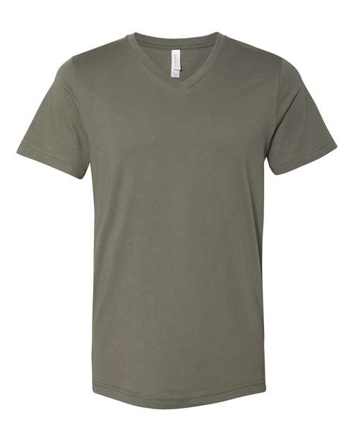 Jersey V-Neck Tee Military Green BELLA + CANVAS T-Shirts