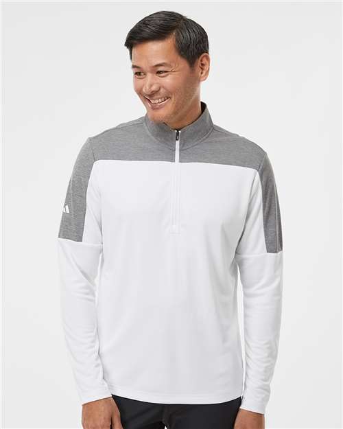 Lightweight Quarter - Zip Pullover - White/ Grey Three