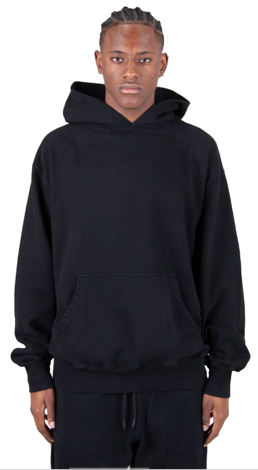 Los Angeles Garment Dye Fleece Hoodie - 13.5 oz Black GARMENT DYES PULLOVERS shaka Shaka Wear