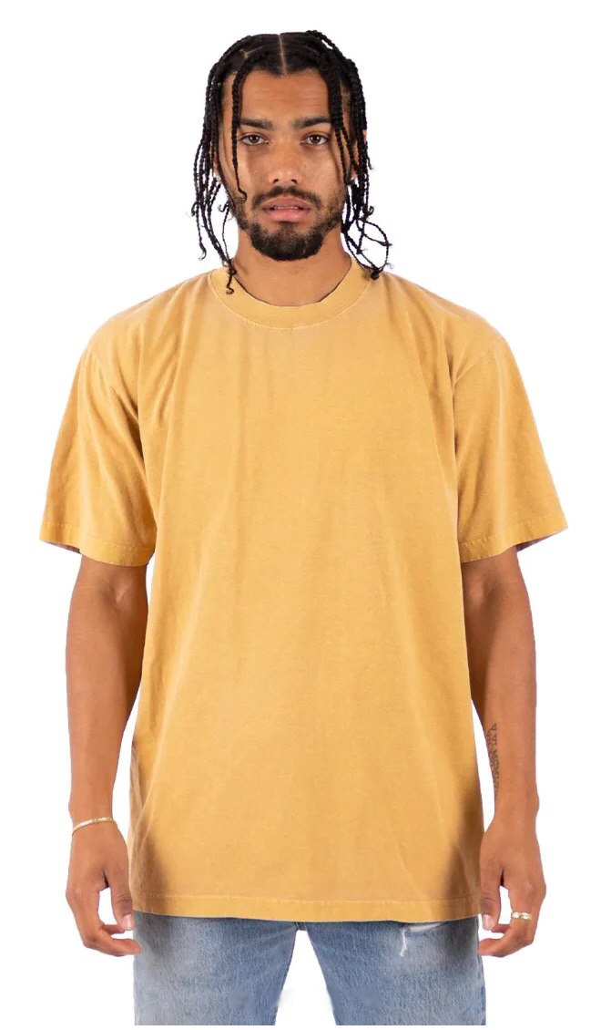 Max Heavyweight Garment Dye - 7.5 oz Mustard GARMENT DYES MEN TEE shaka Shaka Wear shsdparentproduct t-shirt TEE TEES tshirts