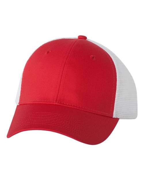 Mesh - Back Twill Trucker Cap - Red/ White / Adjustable