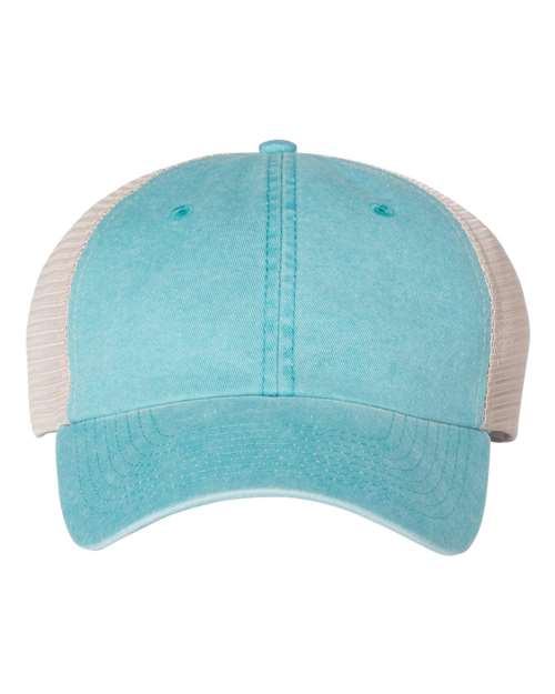 Pigment - Dyed Trucker Cap - Aqua/ Stone / Adjustable