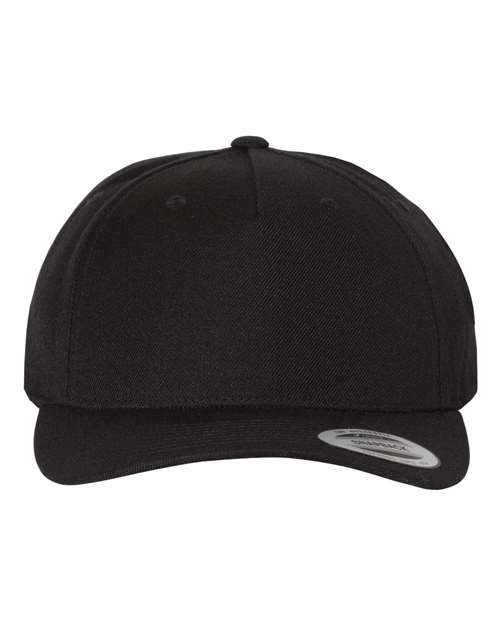 Premium Five - Panel Curved Visor Snapback Cap - Black