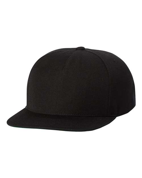 Premium Five - Panel Snapback Cap - Black / Adjustable
