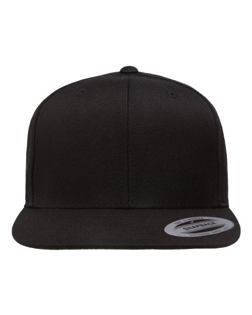 Premium Flat Bill Snapback Cap - Black / Adjustable