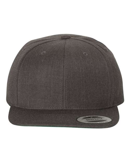 Premium Flat Bill Snapback Cap - Dark Heather / Adjustable