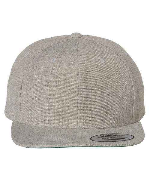 Premium Flat Bill Snapback Cap - Heather Grey / Adjustable