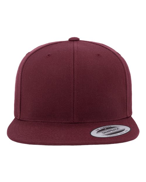 Premium Flat Bill Snapback Cap - Maroon / Adjustable