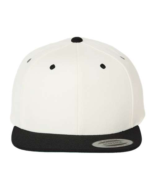 Premium Flat Bill Snapback Cap - Natural/ Black / Adjustable