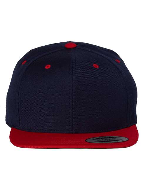 Premium Flat Bill Snapback Cap - Navy/ Red / Adjustable