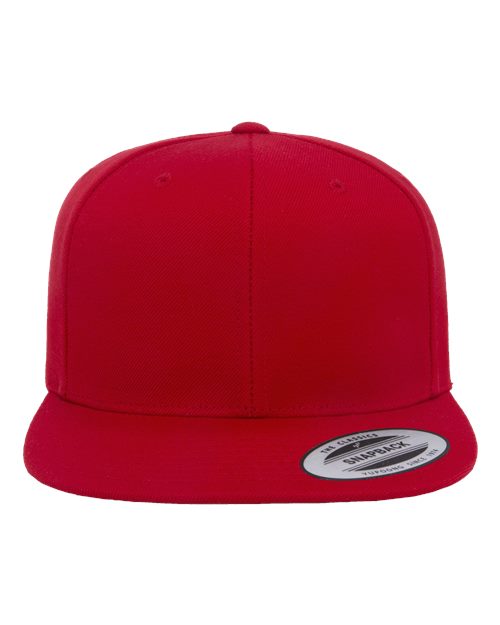 Premium Flat Bill Snapback Cap - Red / Adjustable