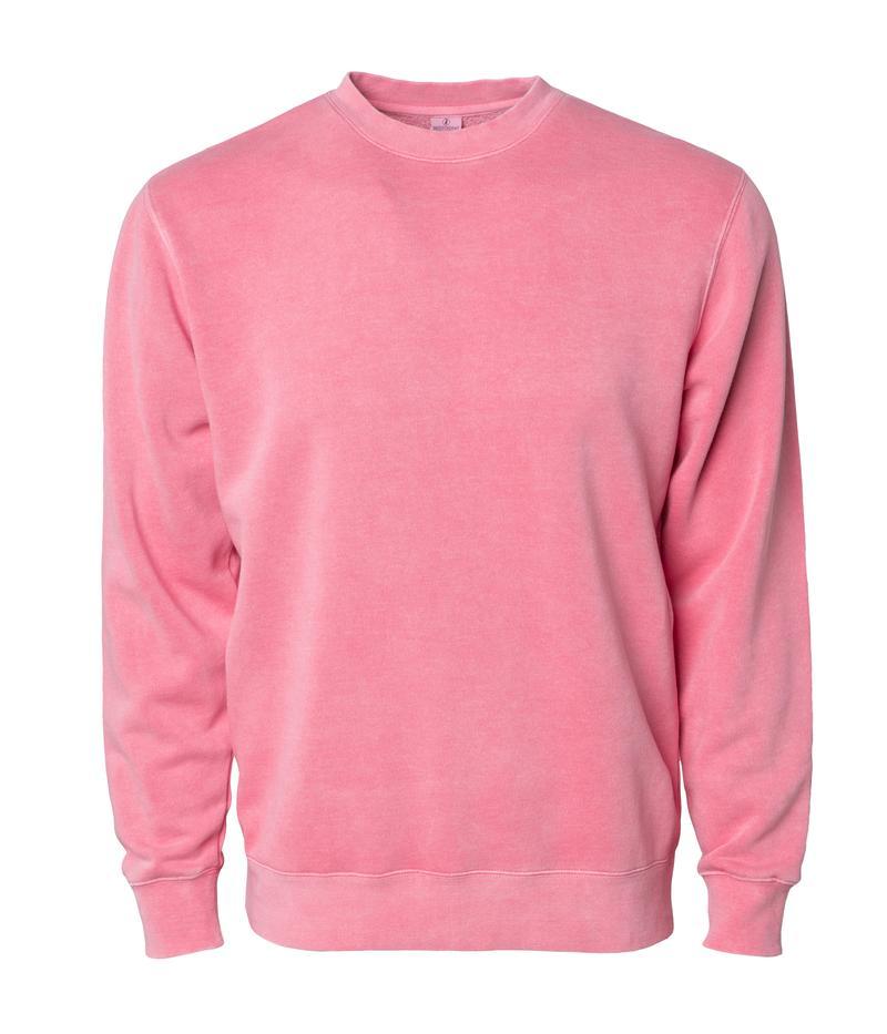 PRM3500 Unisex Midweight Pigment Dyed Crew Neck - Pink / XS