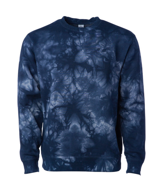 PRM3500TD UNISEX MIDWEIGHT TIE DYE CREW - Navy / XS CREWS