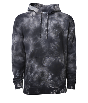 PRM4500TD - Unisex Midweight Tie Dye Hooded Pullover Black