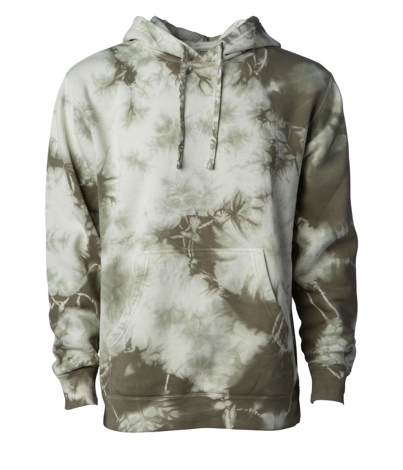 PRM4500TD - Unisex Midweight Tie Dye Hooded Pullover Olive