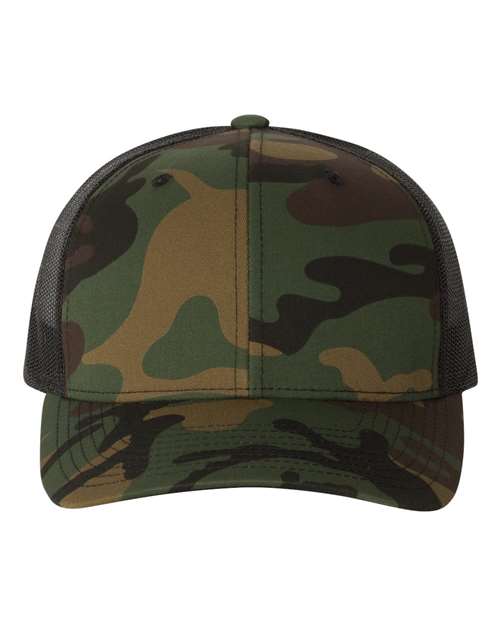 Retro Trucker Cap - Green Camo/ Black / Adjustable