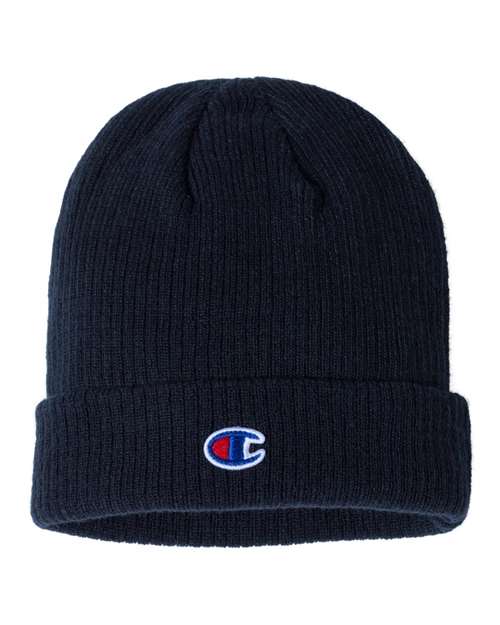 Ribbed Cuffed Beanie - Navy / One Size