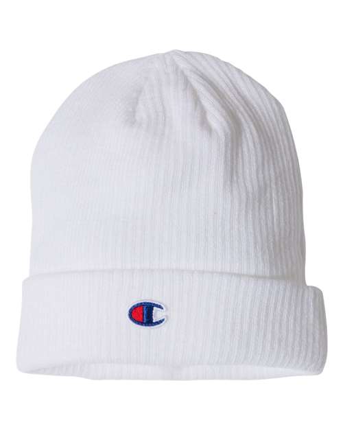 Ribbed Cuffed Beanie - White / One Size