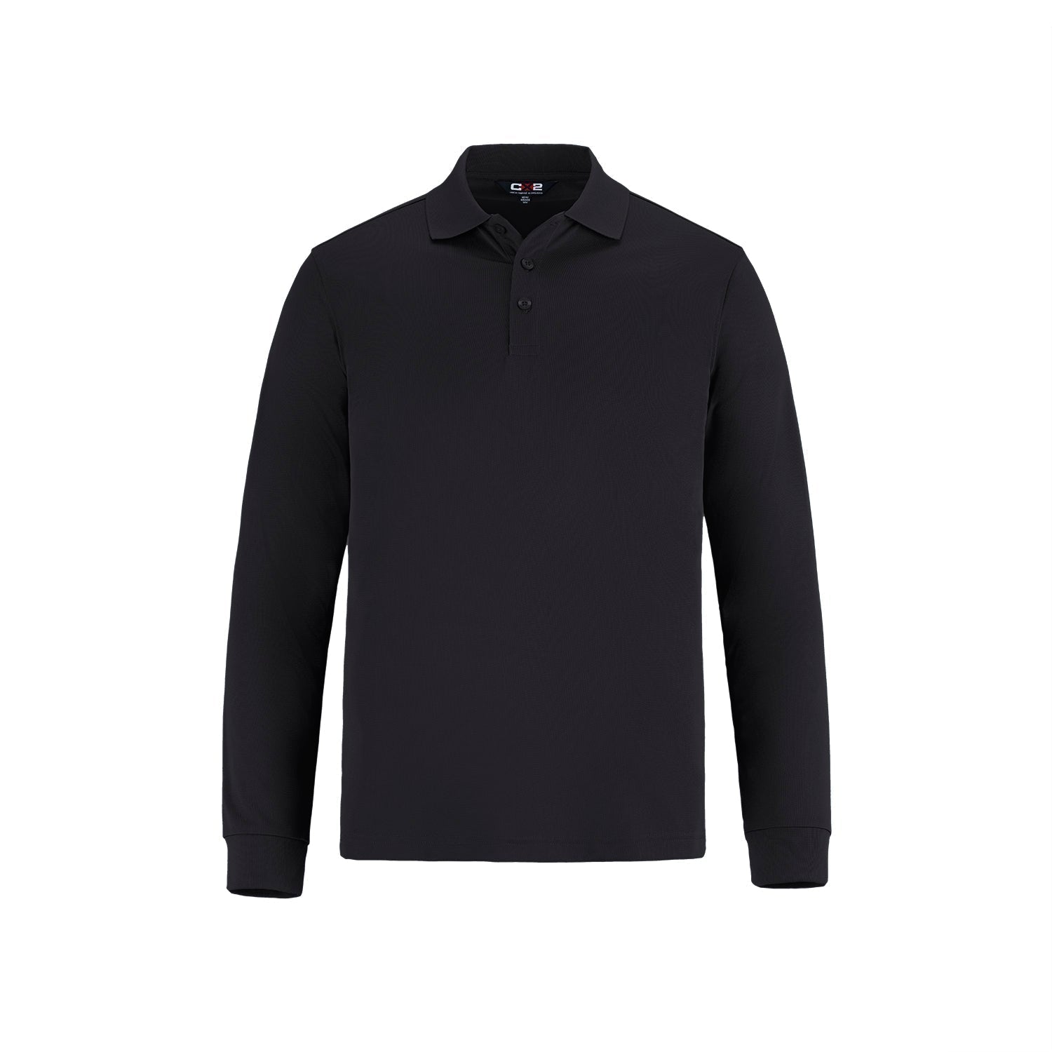 S05737 - Birdie Men’s Long Sleeve Pique Mesh Polo Black