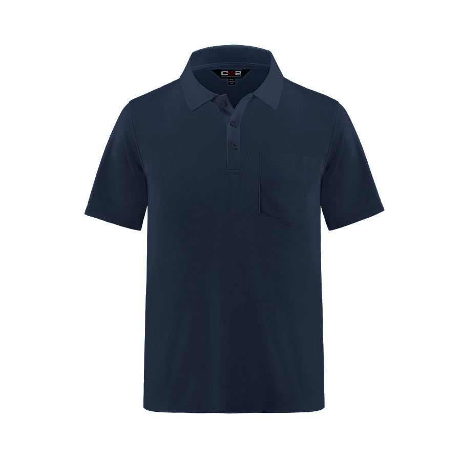 S05745 - Caddy Men’s Pique Mesh Polo w/ Pocket Navy / S