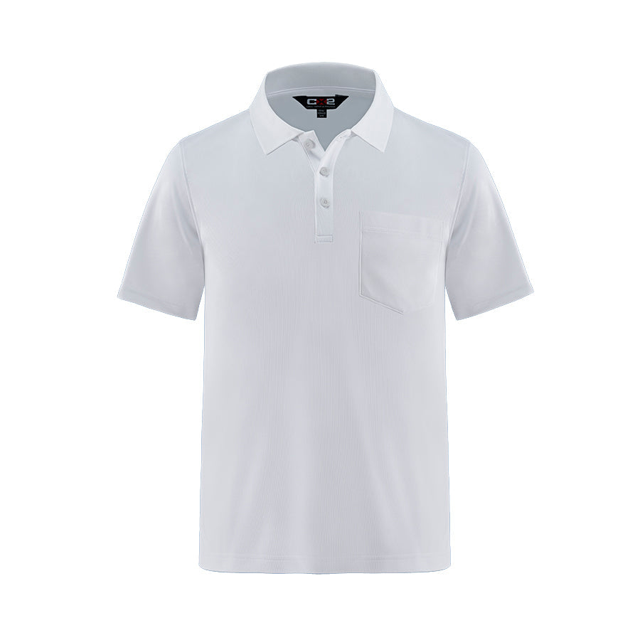 S05745 - Caddy Men’s Pique Mesh Polo w/ Pocket White / S