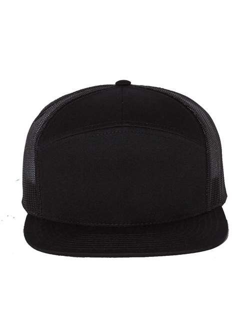 Seven - Panel Trucker Cap - Black / Adjustable