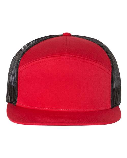 Seven - Panel Trucker Cap - Red/ Black / Adjustable