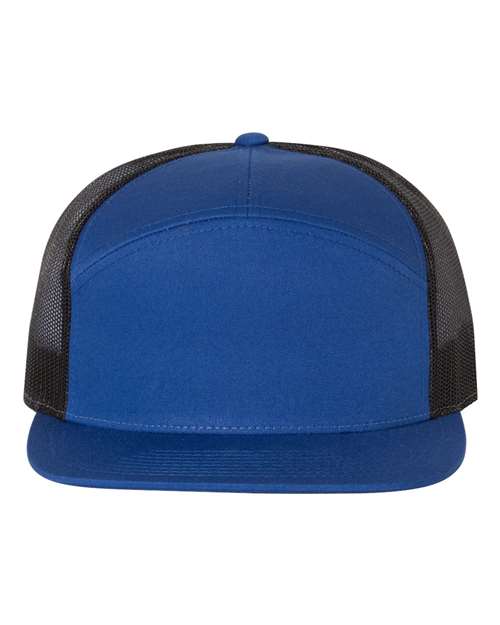 Seven - Panel Trucker Cap - Royal/ Black / Adjustable