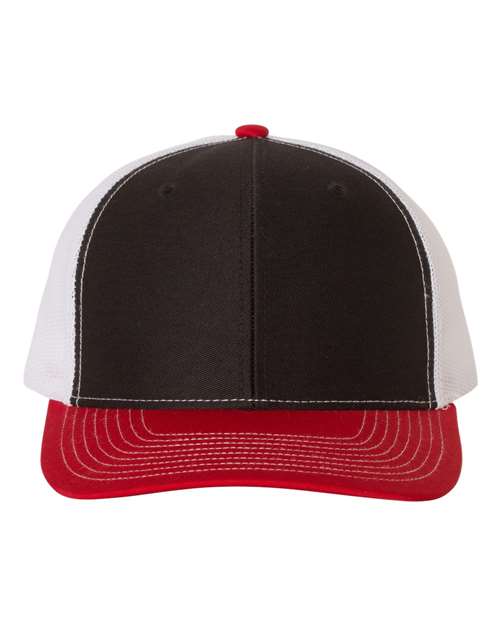 Snapback Trucker Cap - Black/ White/ Red / OSFM