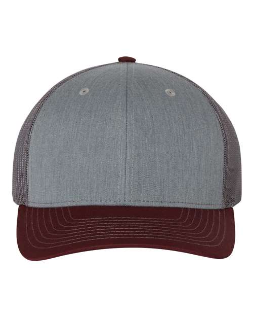 Snapback Trucker Cap - Heather Grey/ Charcoal/ Maroon / OSFM