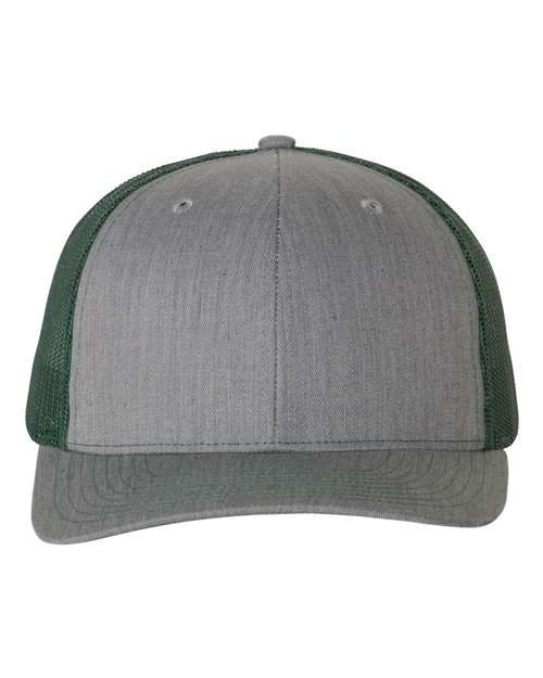 Snapback Trucker Cap - Heather Grey/ Dark Green / OSFM