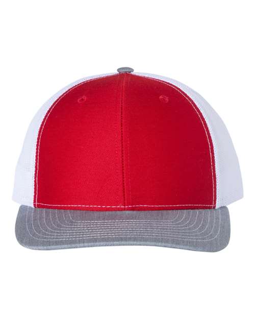 Snapback Trucker Cap - Red/ White/ Heather Grey / OSFM