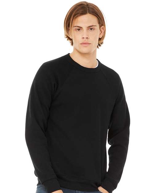 Sponge Fleece Raglan Crewneck Sweatshirt Black BELLA + CANVAS Fleece