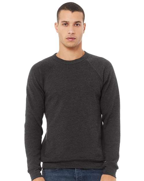 Sponge Fleece Raglan Crewneck Sweatshirt Dark Grey Heather BELLA + CANVAS Fleece