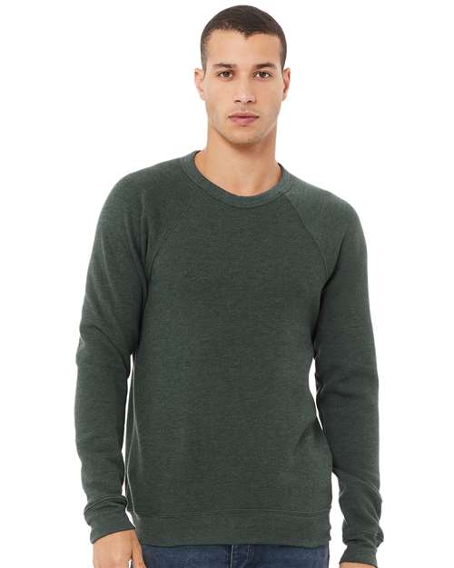 Sponge Fleece Raglan Crewneck Sweatshirt Heather Forest BELLA + CANVAS Fleece