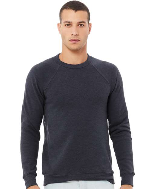 Sponge Fleece Raglan Crewneck Sweatshirt Heather Navy BELLA + CANVAS Fleece