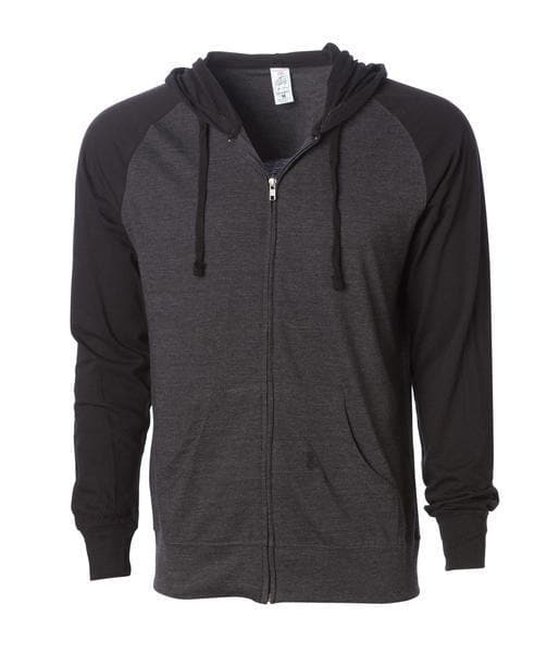 SS155RJZ - Lightweight Jersey Raglan Zip Hood Charcoal