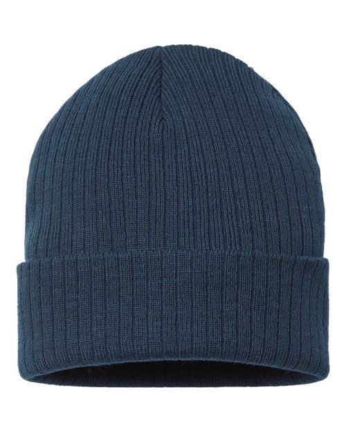 Sustainable Rib Cuffed Beanie Navy One Size Atlantis Headwear Headwear - Winter