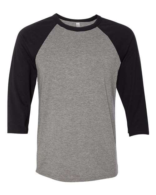 Three - Quarter Sleeve Baseball Tee - Deep Heather/ Black