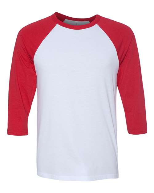 Three - Quarter Sleeve Baseball Tee - White/ Red / XS