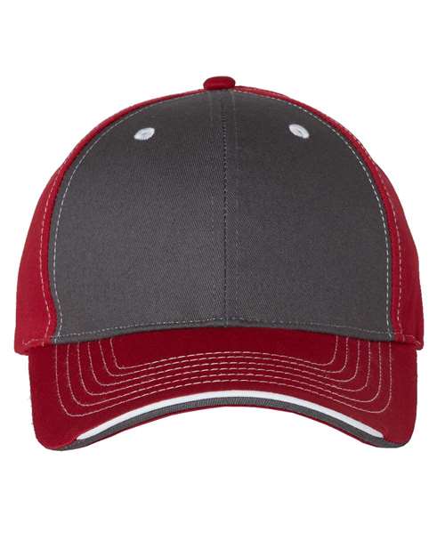 Tri - Color Cap - Charcoal/ Garnet / Adjustable